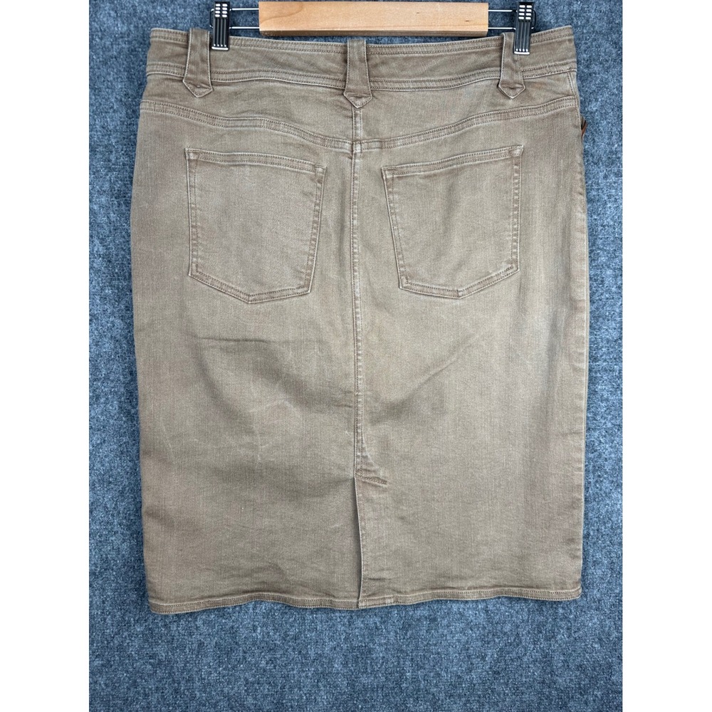 Lauren Ralph Lauren Womens Denim Skirt Size 10 Tan Leather Trim Pencil Casual - Picture 6 of 11